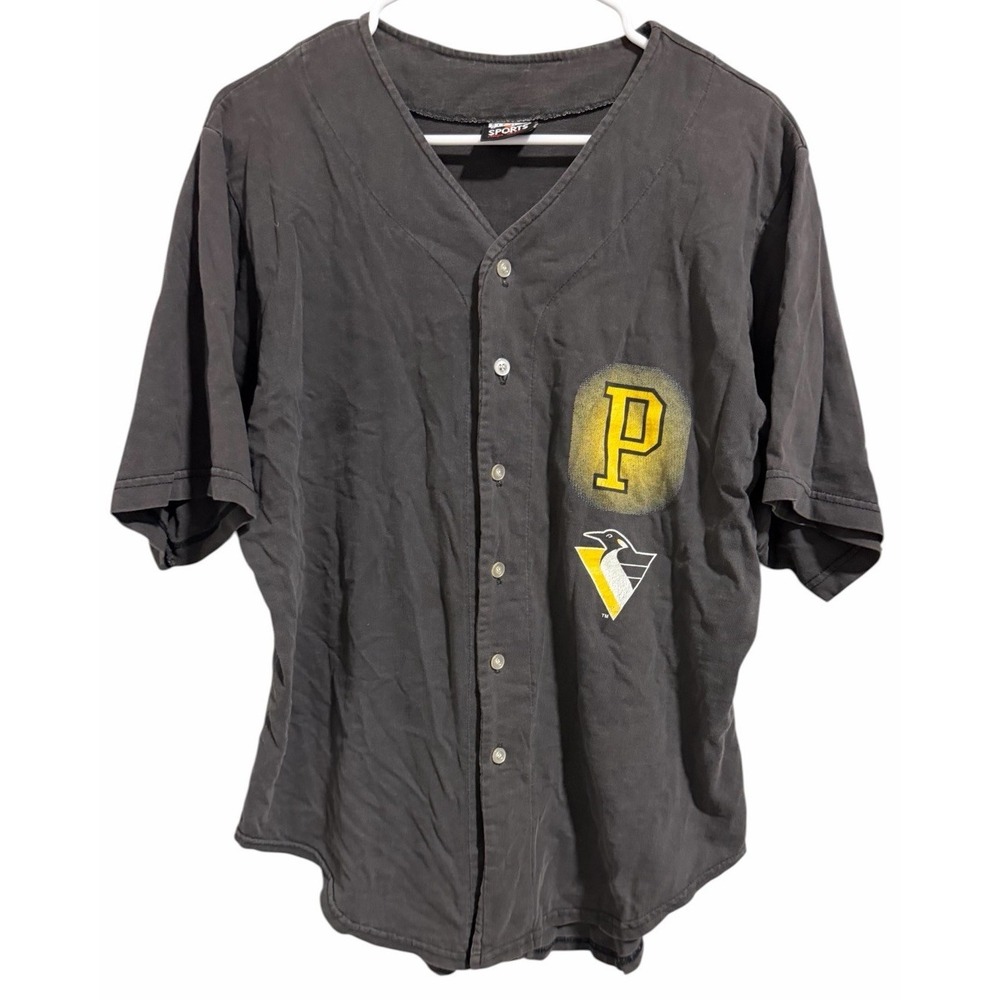Vintage Pittsburgh Penguins Baseball Jersey Black Men's Size Medium